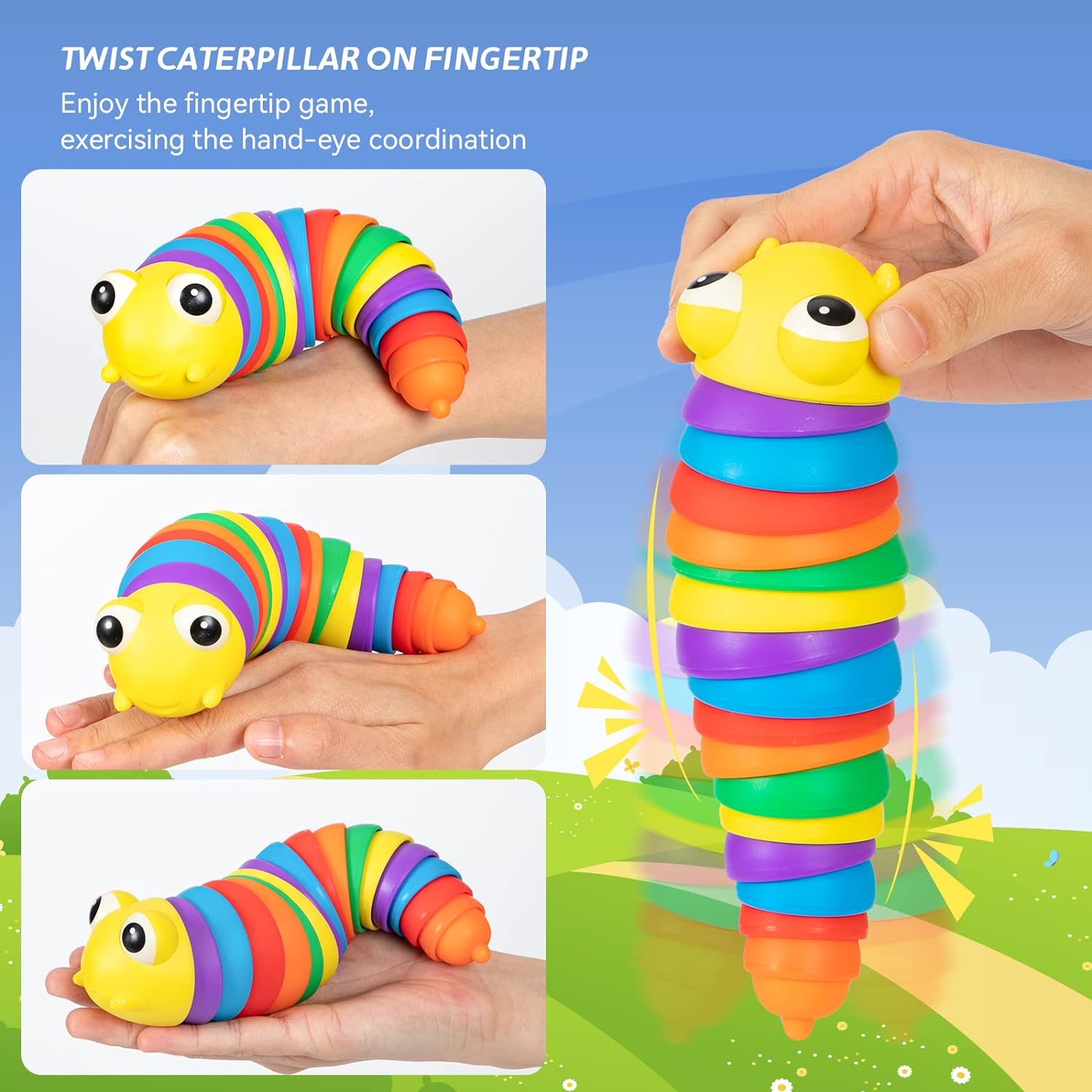 3D Rainbow Color Plastic Slug Fidget Toys, Stress Relieving Toy, Sensory Slug Toy for Boys and Girls, Finger slug Toy, for Autistic, Caterpillar Fidget Toys Stress Relief Gifts for Toddlers Kids Adults (1 Pc) 3D Rainbow Color Plastic Slug Fidget Toys, Stress Relieving Toy, Sensory Slug Toy for Boys and Girls, Finger slug Toy, for Autistic, Caterpillar Fidget Toys Stress Relief Gifts for Toddlers Kids Adults (1 Pc)